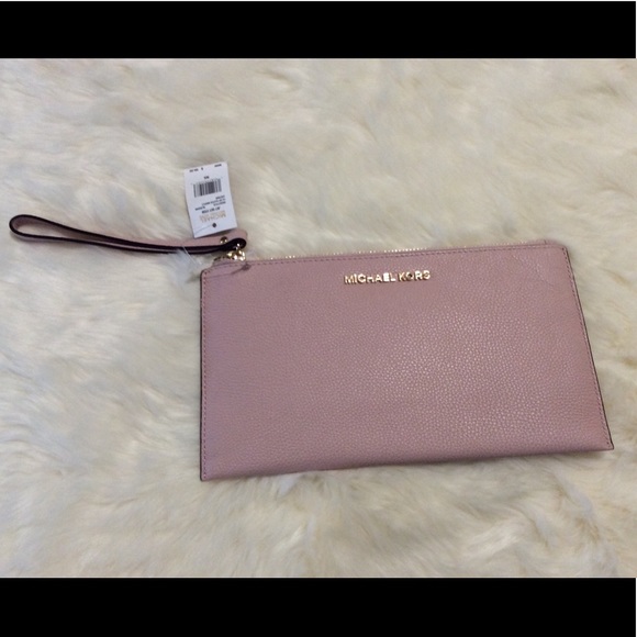 New MICHAEL KORS Pink Leather Clutch Wristlet BAG - Picture 1 of 7